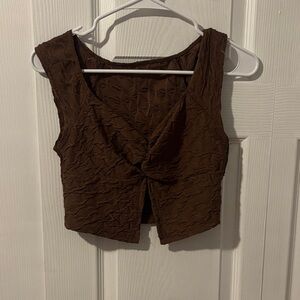 SHEIN Chocolate Brown Textured Crop Top